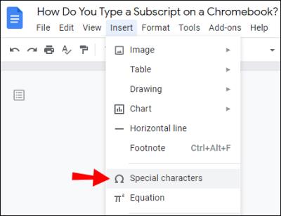 Kā rakstīt eksponentus Chromebook datorā