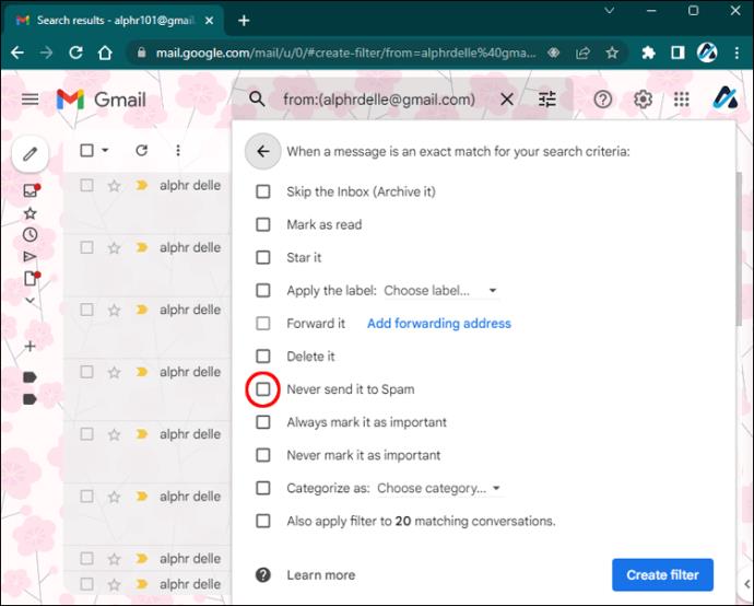 Как да спрете имейлите да отиват в спам в Gmail