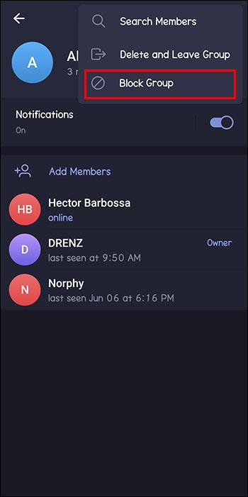 Kako blokirati grupu u Telegramu
