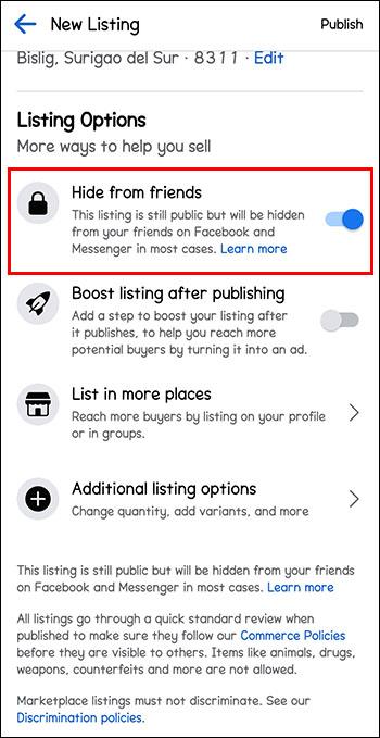 Kako sakriti popise Facebook Marketplacea od prijatelja