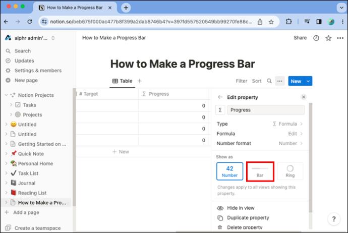 Як зробити індикатор прогресу в Notion
