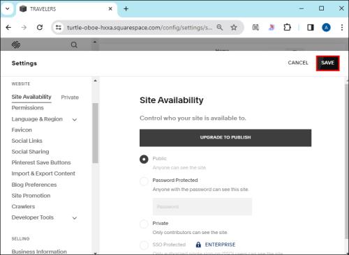 Kako promijeniti naziv web stranice u Squarespaceu