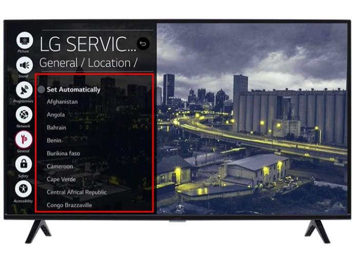 Sådan ændres regionen på et LG TV