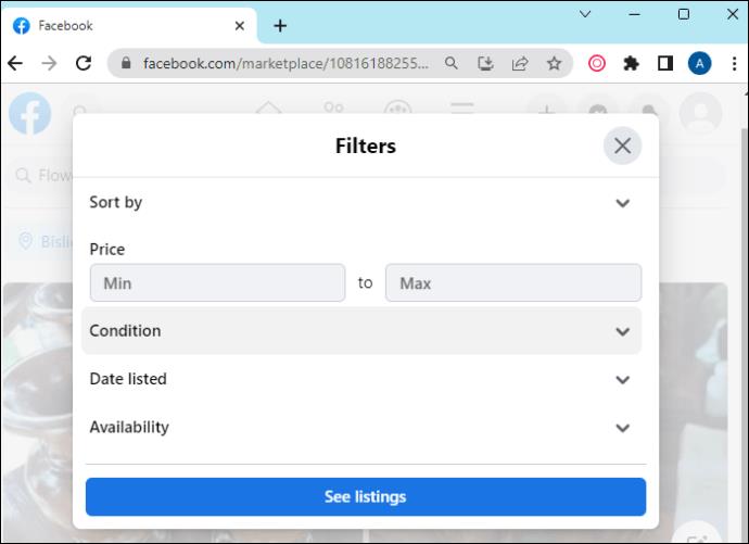 Myytyjen kohteiden katselu Facebook Marketplacessa