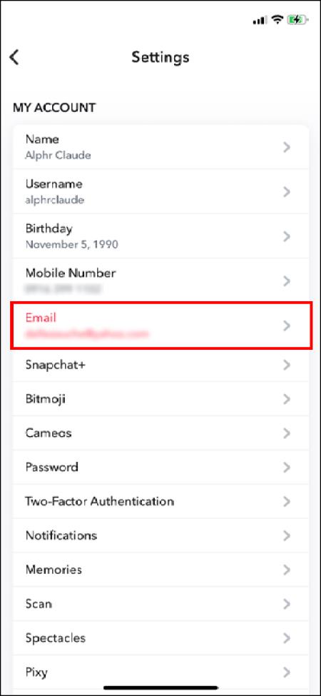 Как да промените имейла си в Snapchat