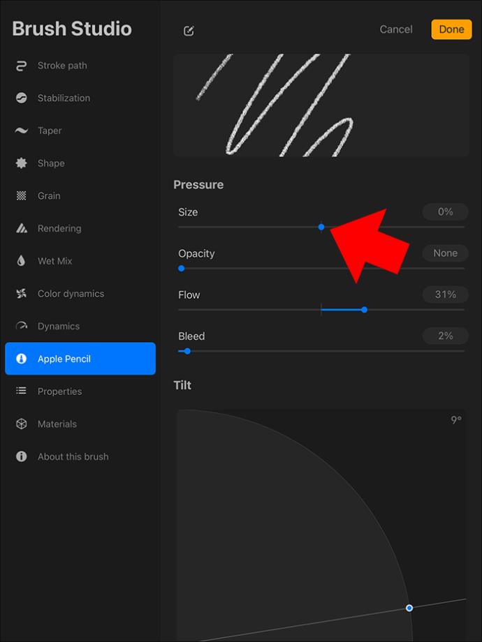 Procreate: Как да изключите чувствителността към натиск