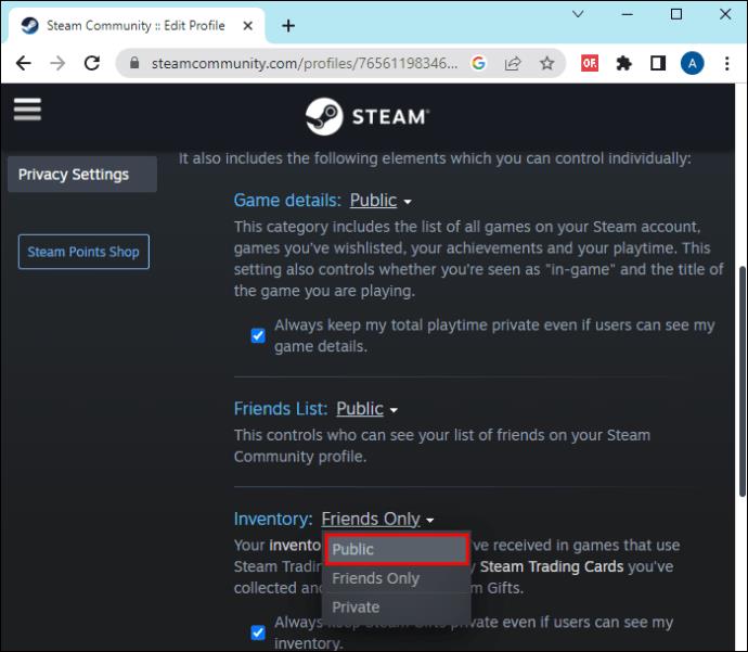 Jak zveřejnit inventář ve službě Steam