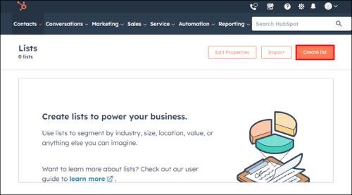 Kako ustvariti seznam v HubSpot