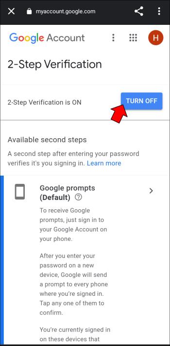 Kaksivaiheisen todennuksen (2FA) ottaminen käyttöön tai poistaminen käytöstä Gmailissa