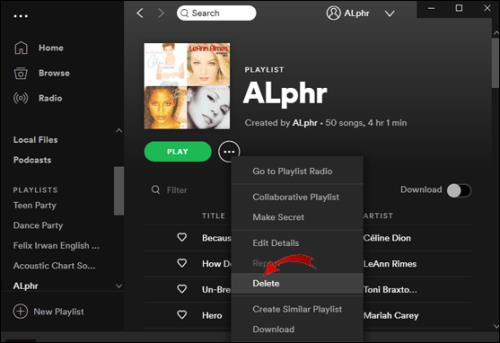 Jak odstranit seznam skladeb ve Spotify