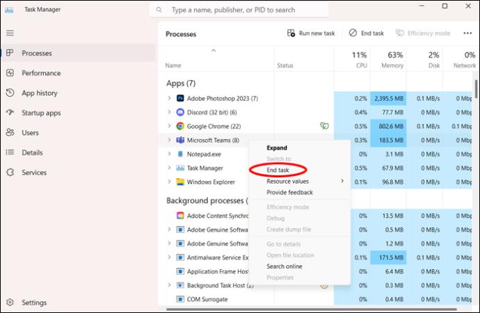 A nem működő Microsoft Teams javítása