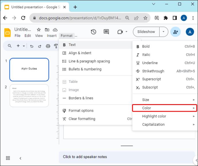 Kako promijeniti boju teksta u Google slajdovima