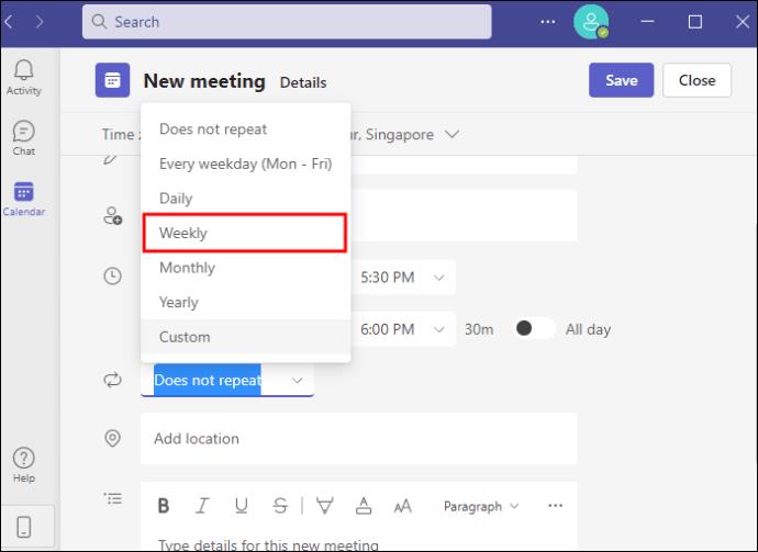 Sådan opretter du et møde i Microsoft Teams