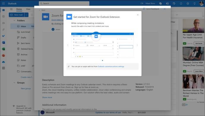 Jak přidat zoom do aplikace Outlook