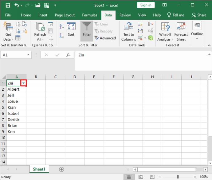 Kuinka tehdä aakkosjärjestys Excelissä