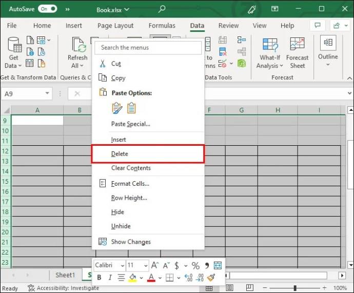 Kā izdzēst tukšās rindas programmā Excel