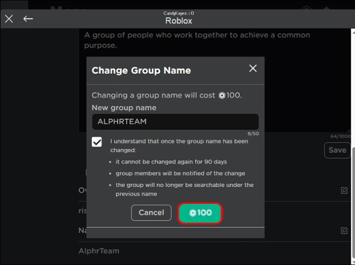Kako promijeniti naziv grupe u Robloxu