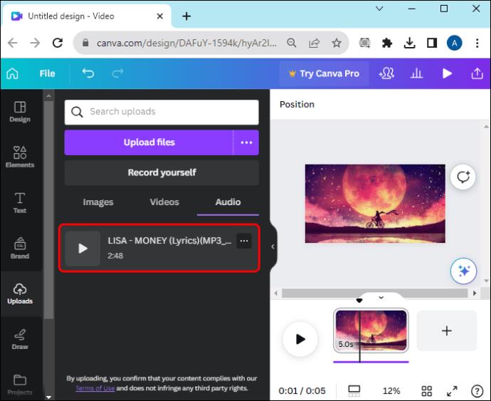 Canva: Kako videoposnetku dodati glasbo