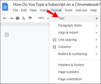 Eksponenttien kirjoittaminen Chromebookilla