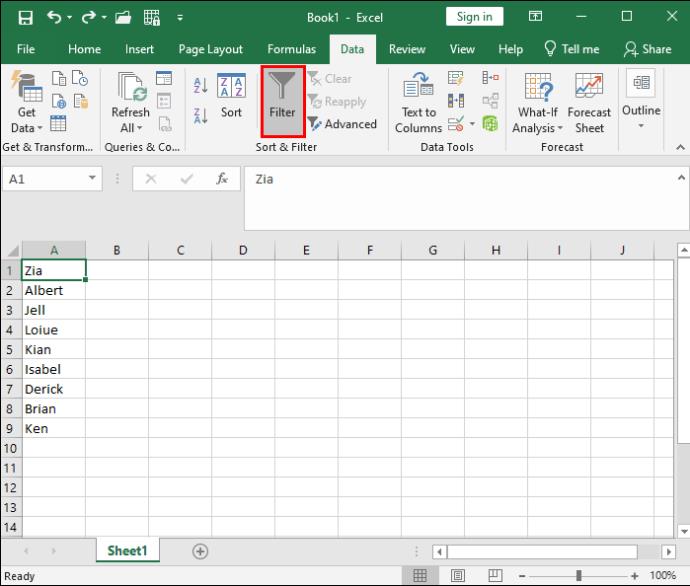 Τρόπος αλφαβητισμού στο Excel