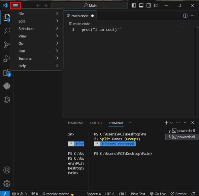 Як запустити код у терміналі в VS Code