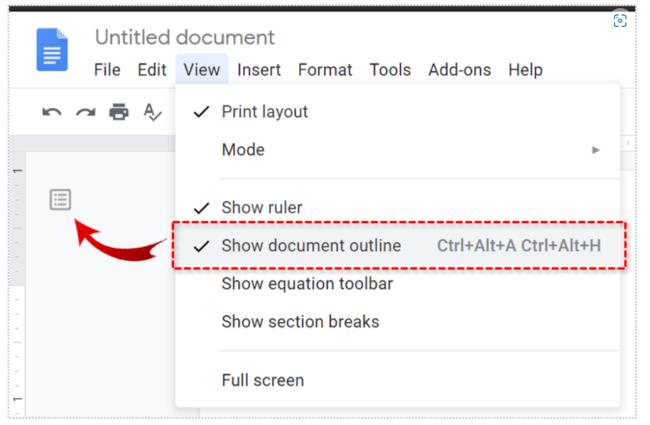 Sådan tilføjer du en disposition i Google Docs