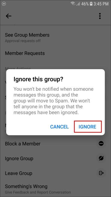 Kaip palikti grupę „Facebook Messenger“.