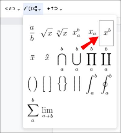 Eksponenttien kirjoittaminen Chromebookilla