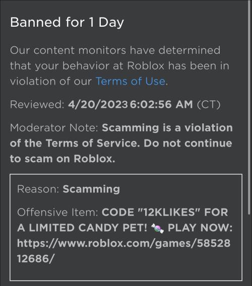 Sådan får du vist forbudte konti i Roblox