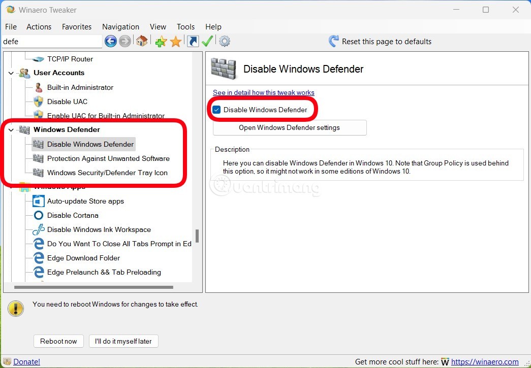Windows Defenderin (Windowsin suojaus) poistaminen käytöstä Windows 10:ssä ja Windows 11:ssä