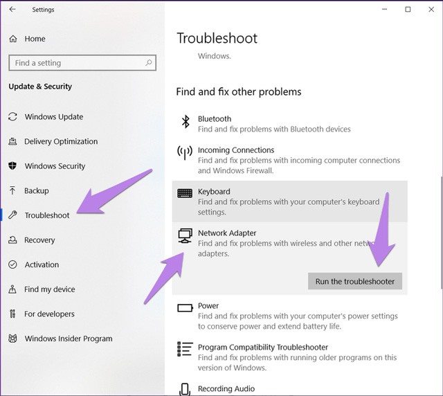 Kaip ištaisyti tinklo adapterio nerasto klaidą sistemoje „Windows 10“