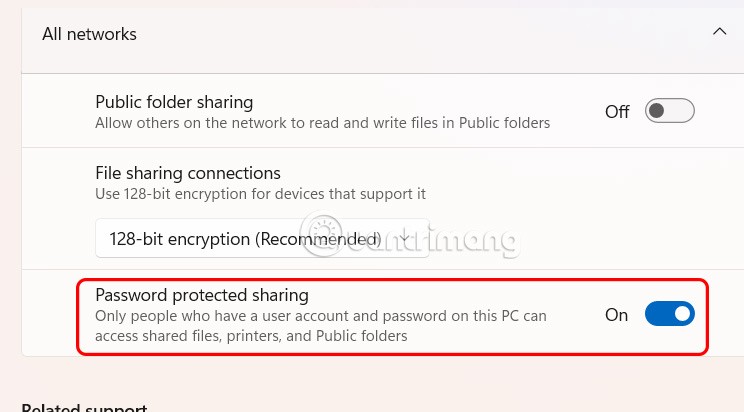 Kaip išjungti slaptažodžių bendrinimo apsaugą sistemoje „Windows 11“