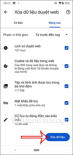 Slik sletter du nettleserloggen på en Android-telefon