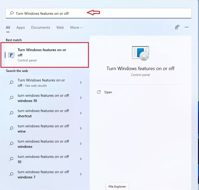 Instruksjoner for aktivering av virtuelle maskiner på Windows 11