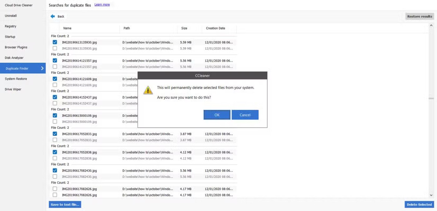 Kaip ištrinti pasikartojančius failus, kad būtų išsaugota kompiuterio atmintis naudojant „CCleaner“
