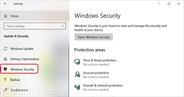 Windowsin suojauksen avaaminen Windows 10:ssä