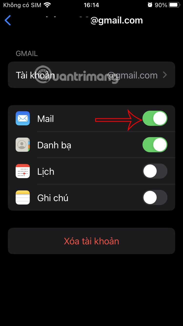 Instruksjoner for å logge ut av Mail på iPhone