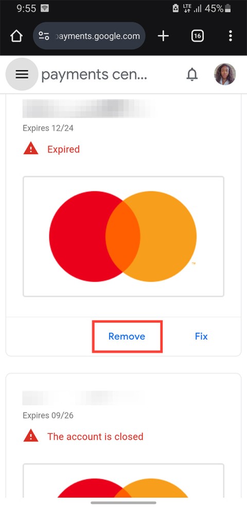 Kā noņemt maksājuma veidu no pakalpojuma Google Play