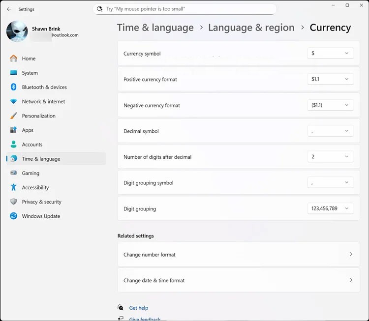 Kako promijeniti format valute u sustavu Windows 11