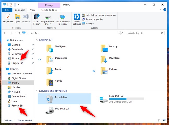 11 būdų, kaip atidaryti šiukšlinę sistemoje „Windows“