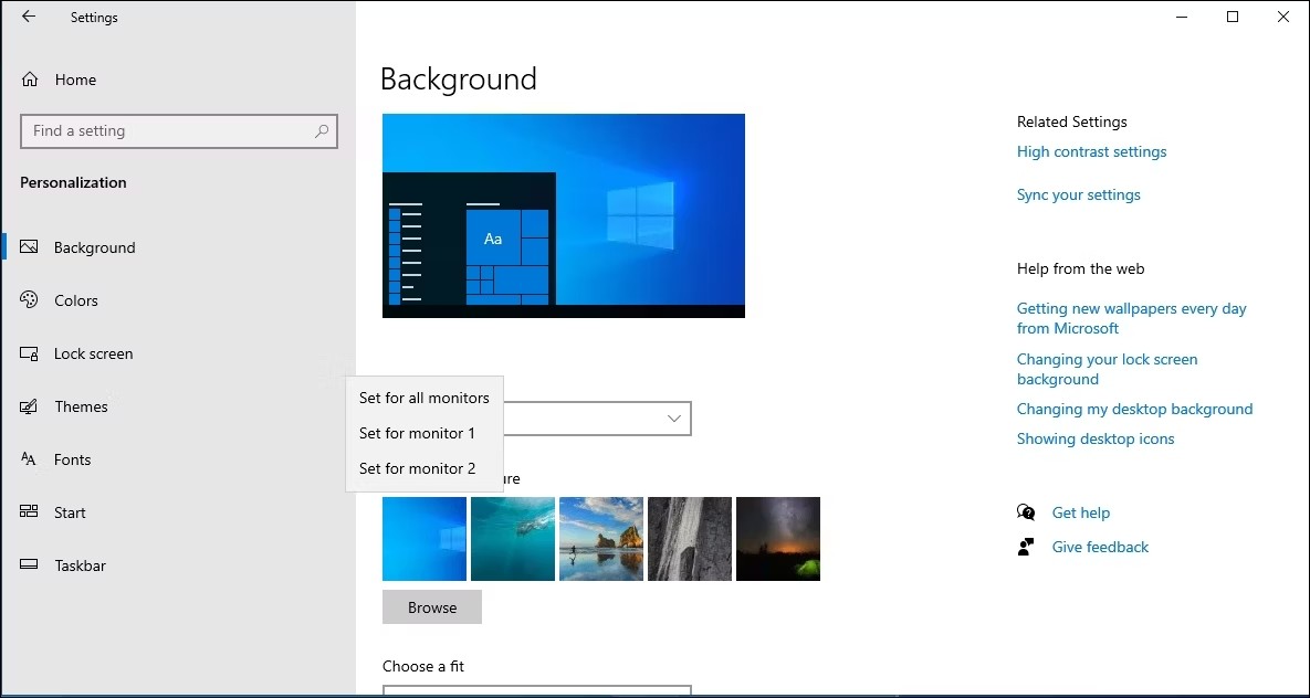Ako nastaviť rôzne tapety na každý monitor vo Windowse 10/11