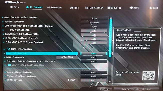 Povolte XMP pro optimalizaci rychlosti RAM