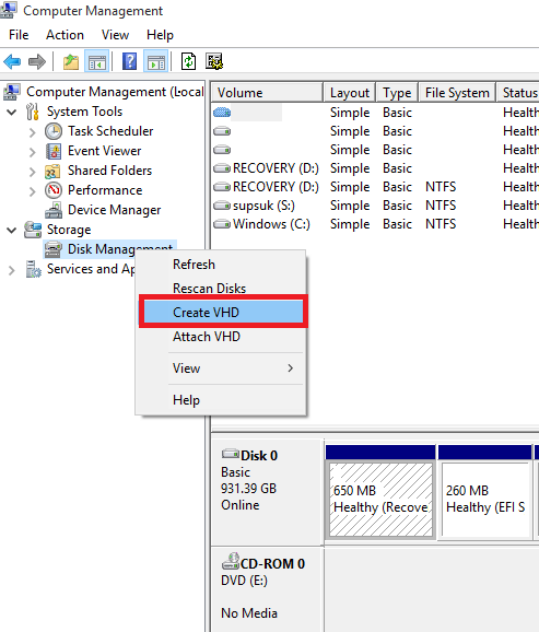 Slik oppretter du en virtuell harddisk (Virtual Hard Disk) i Windows 10 Slik oppretter du en virtuell harddisk (Virtual Hard Disk) i Windows 10
