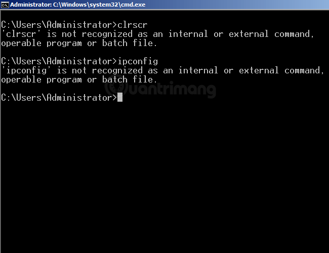 Instruksjoner for å fikse feilen «ikke gjenkjent som en intern eller ekstern kommando» når du bruker CMD i Windows