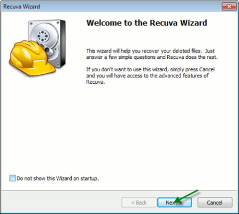 Възстановяване на изтрити данни с Recuva Portable в Windows 7