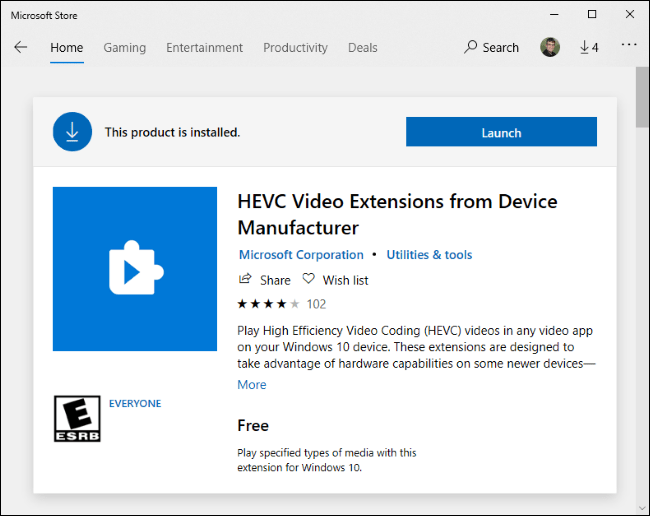 Kā instalēt bezmaksas HEVC kodekus operētājsistēmā Windows 10 (H.265 video)
