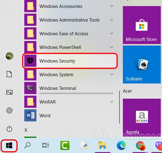 Windowsin suojauksen avaaminen Windows 10:ssä