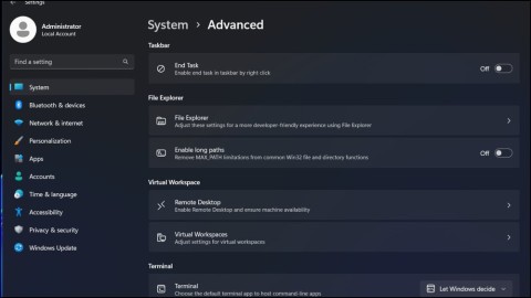 Kā iespējot papildu iestatījumus operētājsistēmā Windows 11