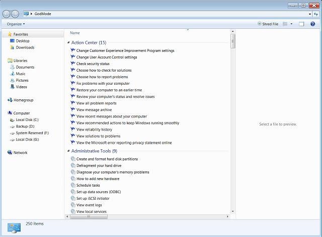 Omogućite GodMode na Windowsima 10, 8 i 7