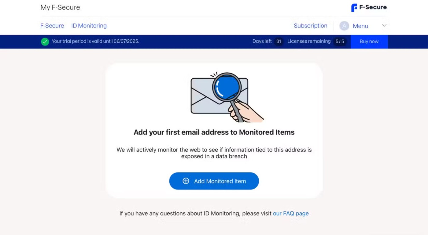 Сазнајте више о услузи праћења на дарк вебу F-Secure ID Protection